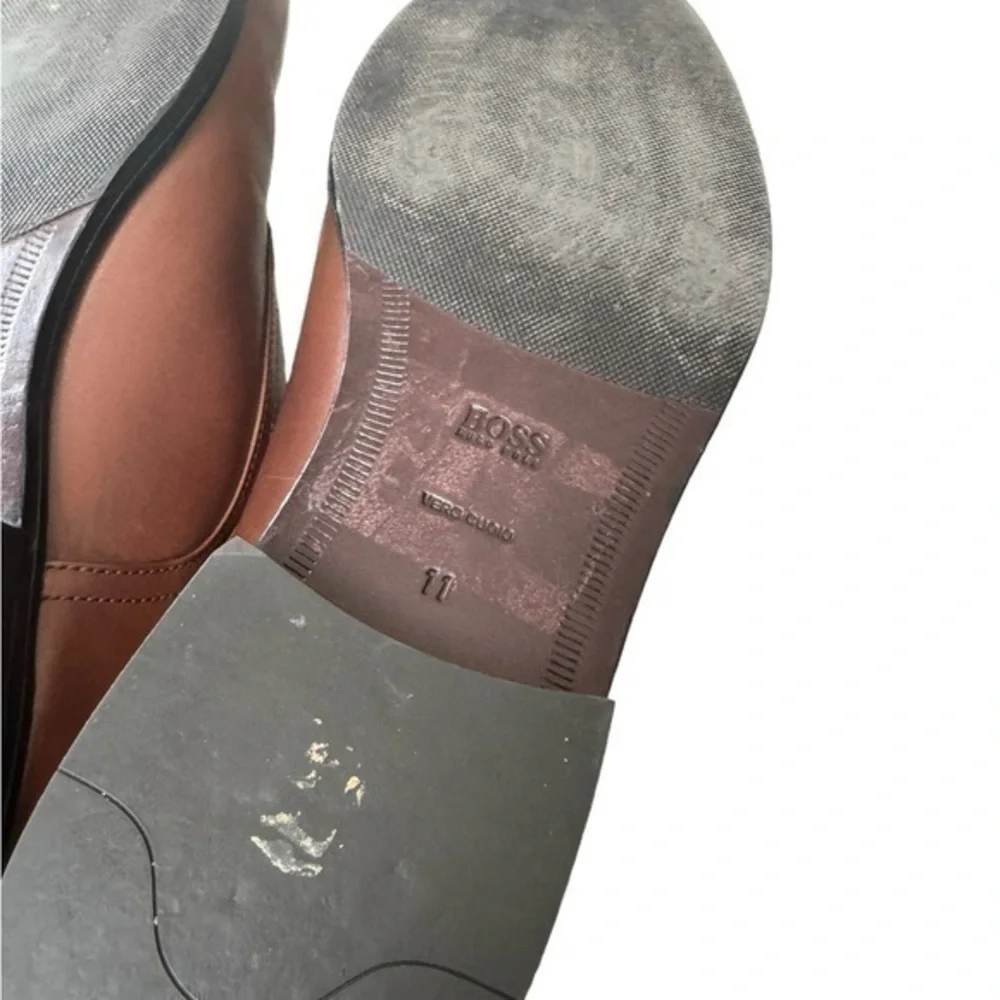 Hugo Boss Kensington Medium Brown Leather Derby Shoes Size 11‎
